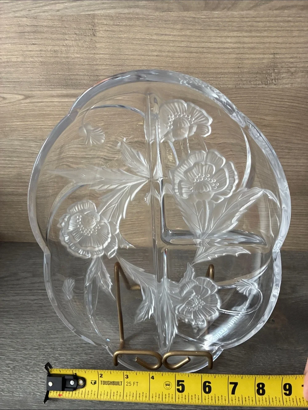 Mikasa Crystal Frosted Etched Poppy Flower Divided Vanity/serving Relish Tray